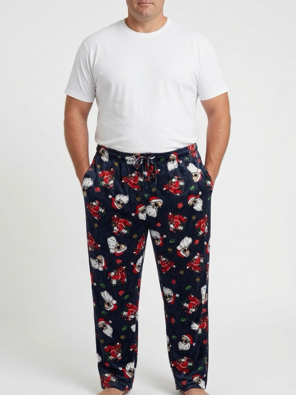 Preswick & Moore Navy Sleep Pants with Red & White Santa Print